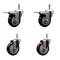 Service Caster 4'' Maroon Poly Wheel Swivel 7/16'' Stem Caster Set 2 Total Lock Brake, 4PK SCC-GRTTL20S414-PPUB-MRN-716138-2-S2 - alternate 1